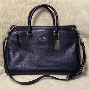 Coach Leather Mia Satchel-Metallic Blue